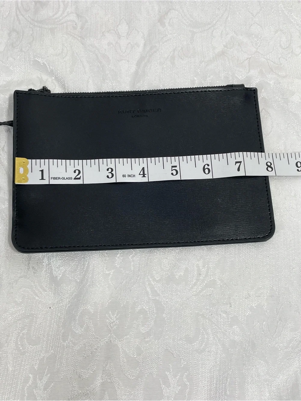 Kurt Geiger Black Leather Logo Wristlet